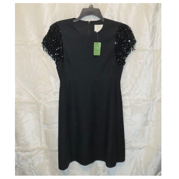 NWT Kate Spade Black sequin fringe swing dress - Picture 8 of 8